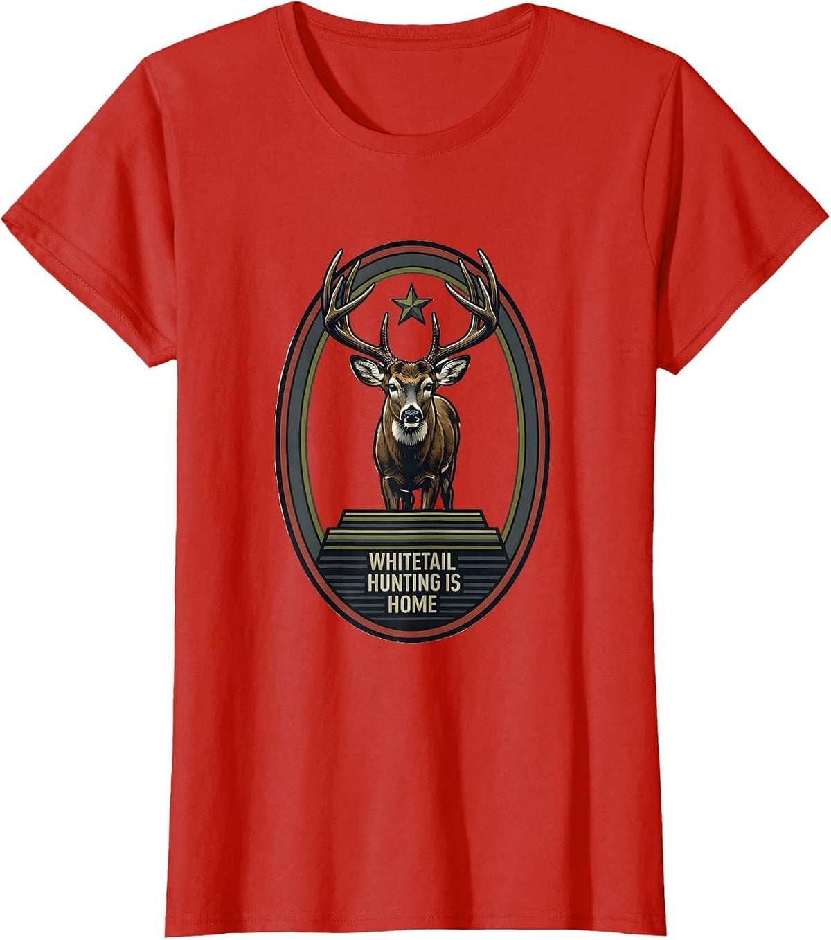 Women's Whitetail Hunting Is Home Patriotic Camo Hunter Dad Gift T-Shirt - Red