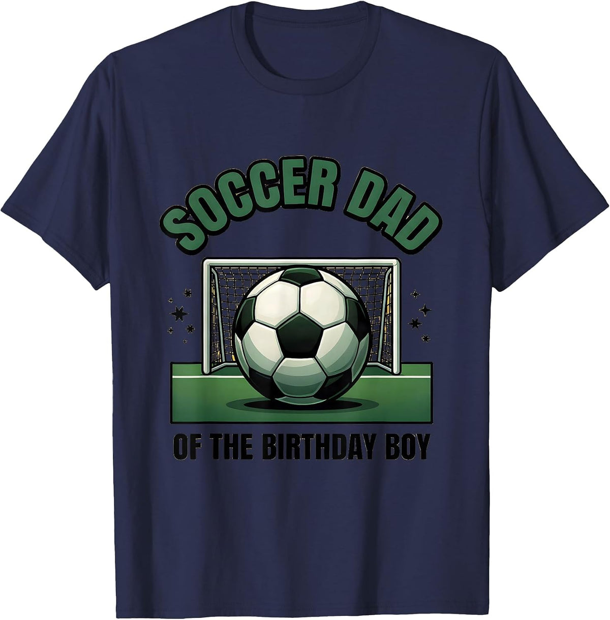 Men's Soccer Dad Of The Birthday Boy Flat Vector Family Matching T-Shirt - Navy Blue