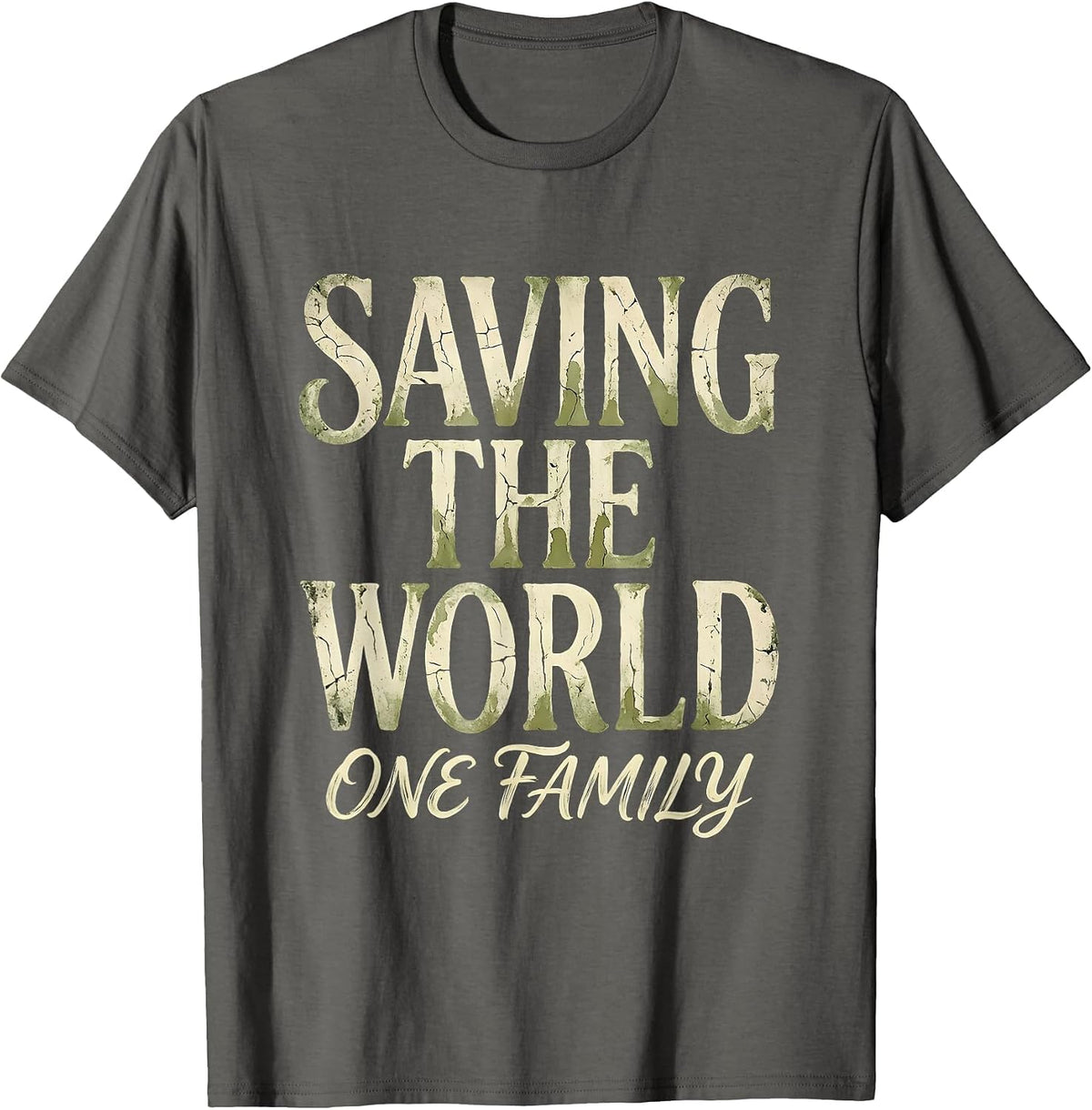 Saving the World One Family Social Worker Design T-Shirt - Asphalt Grey