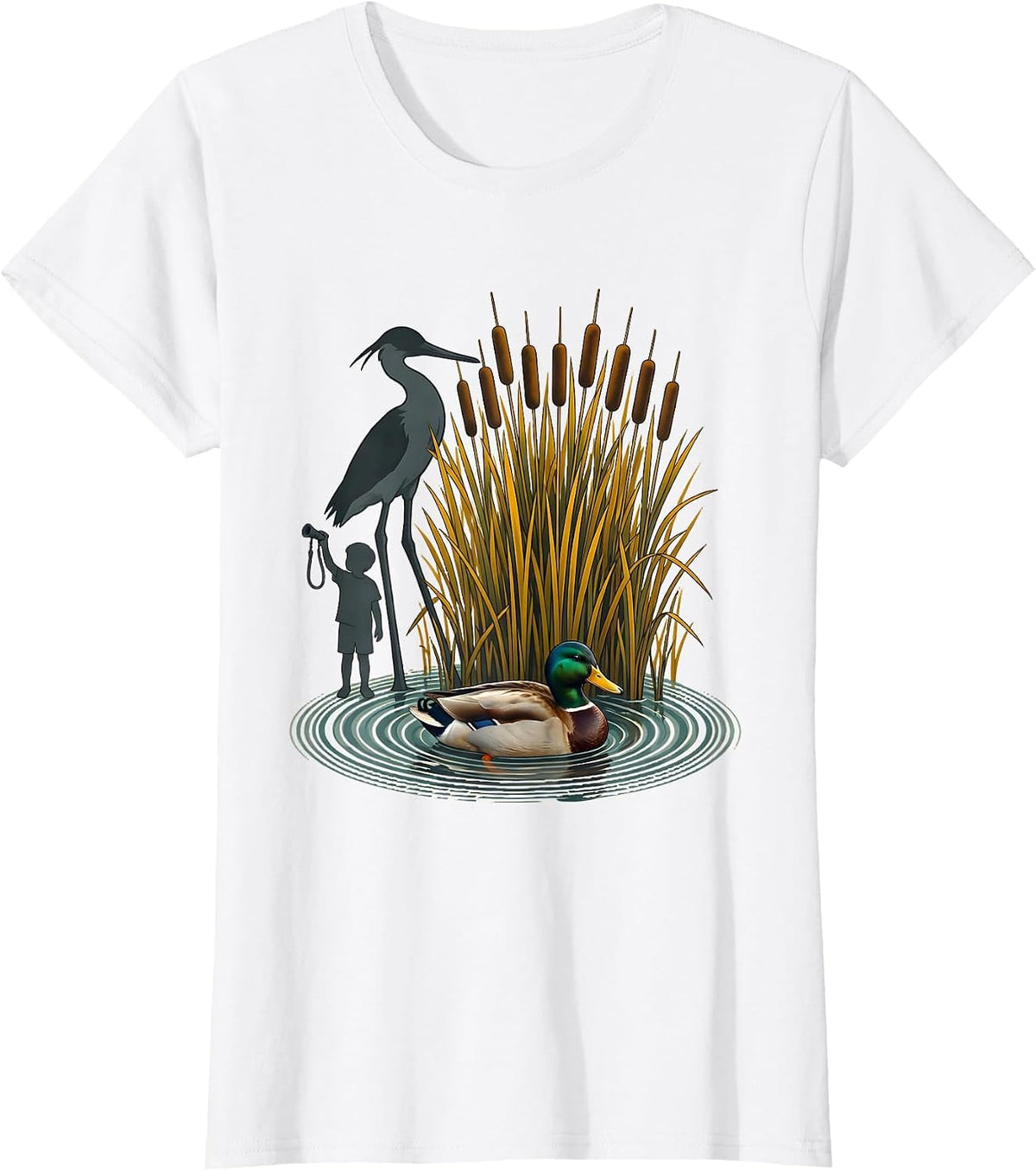 Ripple Mallard Duck Hunting Dad Retro Camo Gift T-Shirt - White