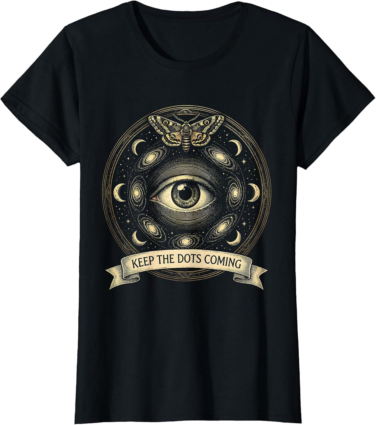 Keep The Dots Coming Graphic Design T-Shirt - Black