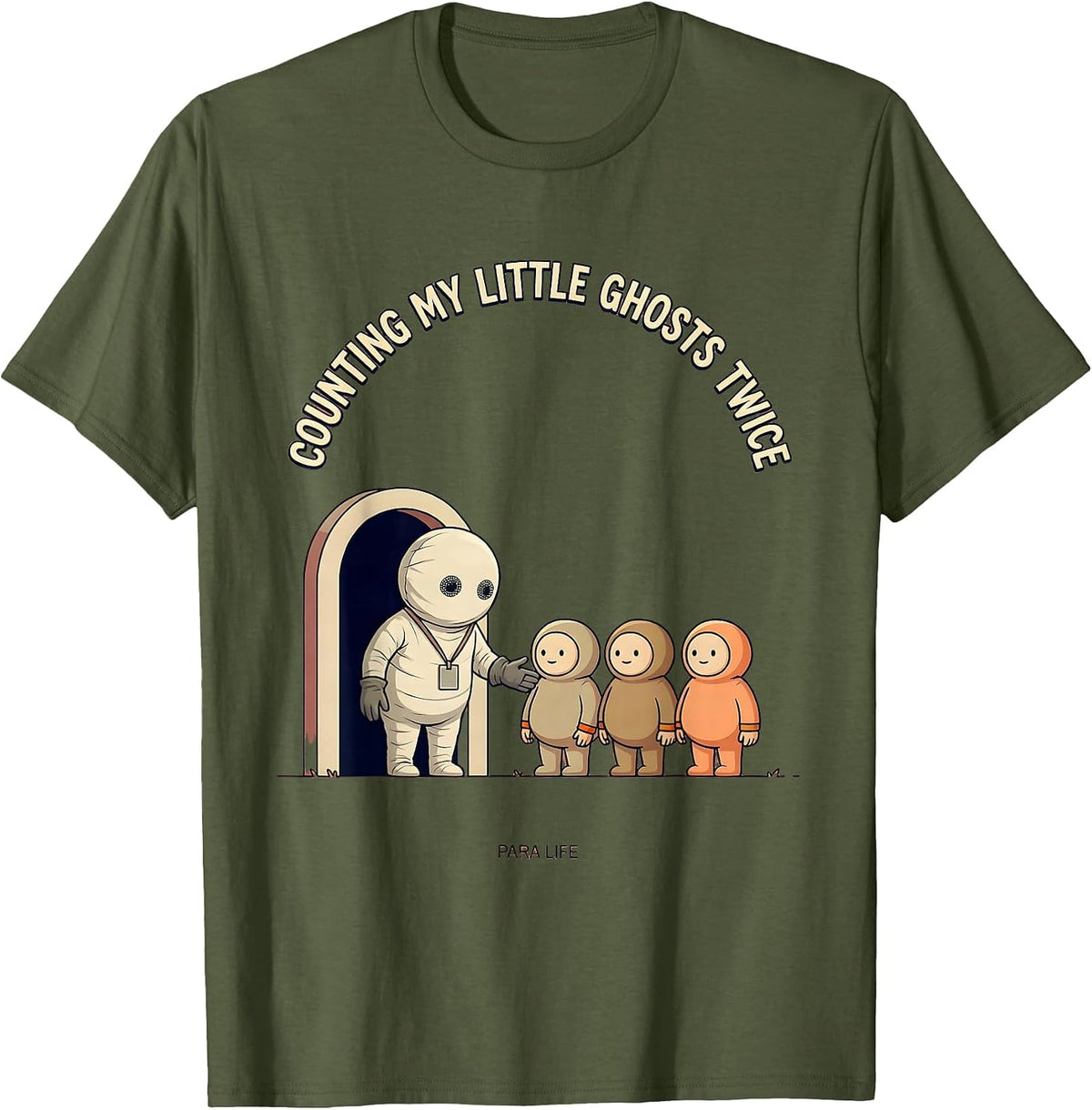 Men's Counting My Little Ghosts Twice, Para Life Paraeducator T-Shirt - Olive Green