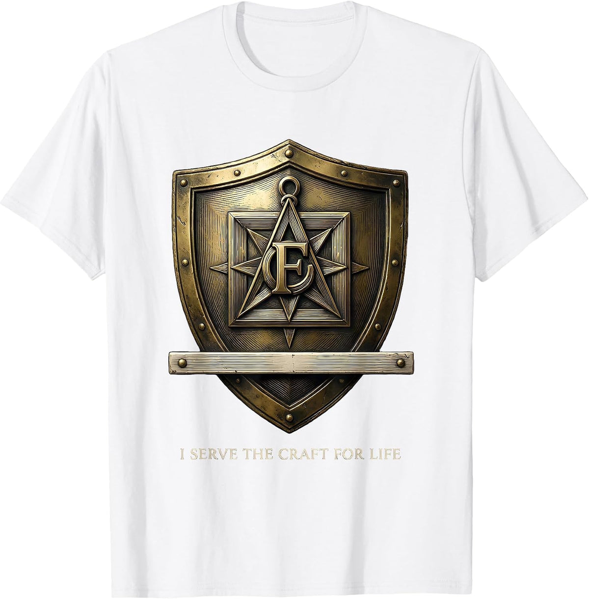 Men's I Serve The Craft For Life Freemason Fraternal Square T-Shirt - White