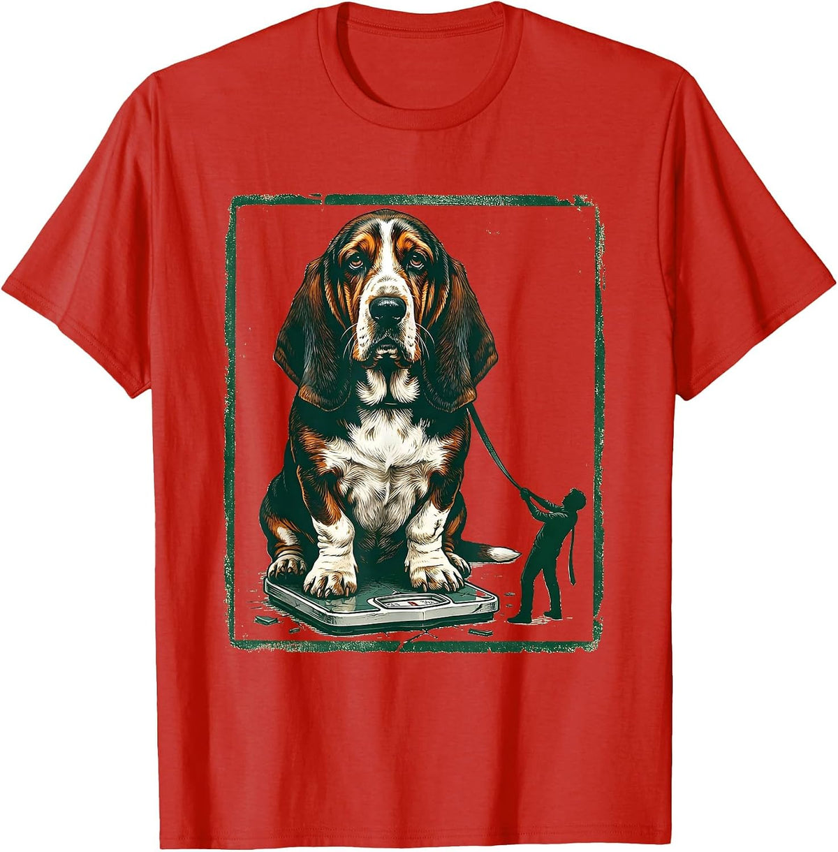 Men's Basset Hound Rubber Stamp Funny Dog Lover Gift T-Shirt - Red