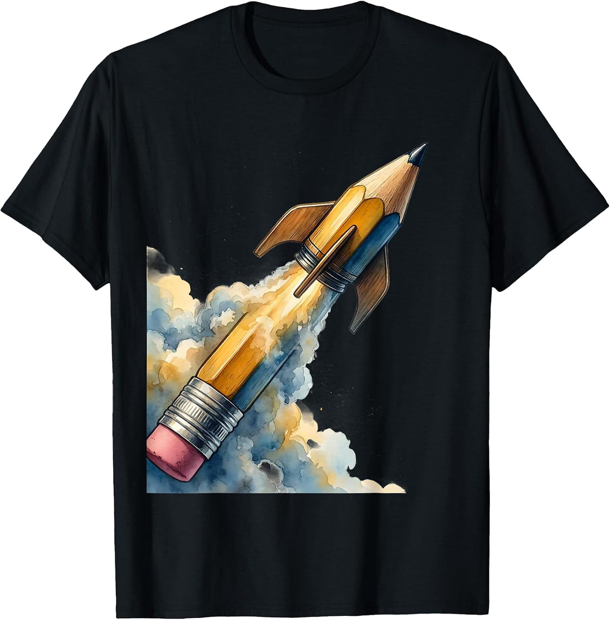 Men's Special Education Teacher Pencil Rocket Launch T-Shirt - Black