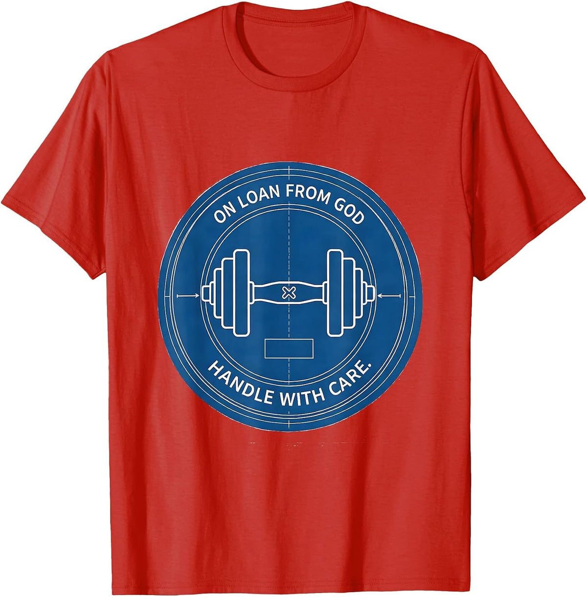 Men's On Loan From God Handle With Care Technical Blueprint Faith T-Shirt - Red
