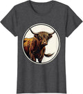 Women's Highland Cow Sign Painter Whimsical Humor T-Shirt - Dark Heather Grey