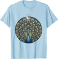 Men's Red White and Blue Peacock Tail Fan Design T-Shirt - Baby Blue