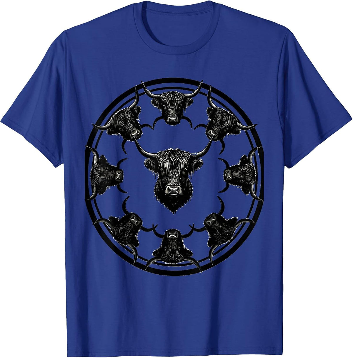 Sealed Highland Cow Badge Silhouette Cute Cow Lover Gift T-Shirt - Royal Blue