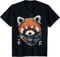 Red Panda Animal Graphic Illustration Red Panda T-Shirt - Black