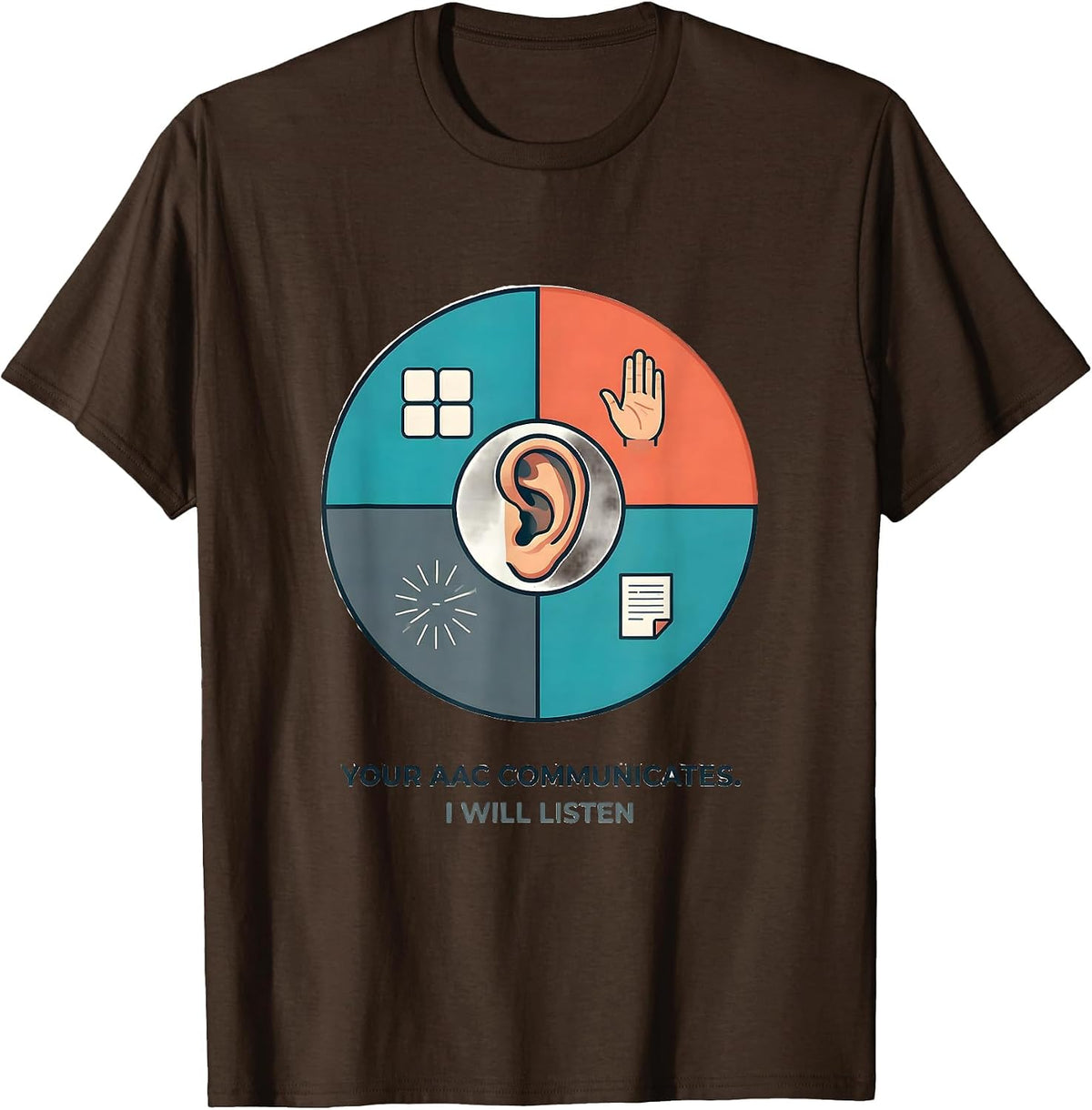 Men's Your AAC Communicates I Will Listen Funny SLP Speech Therapy T-Shirt - Brown
