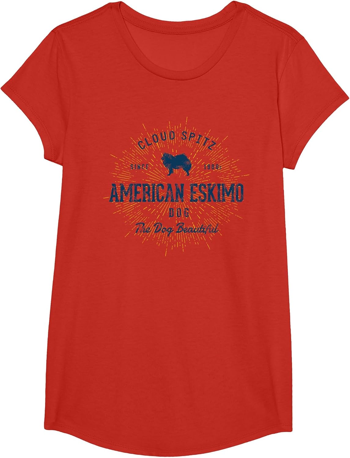 Vintage American Eskimo Dog Retro T-Shirt - Girls Red
