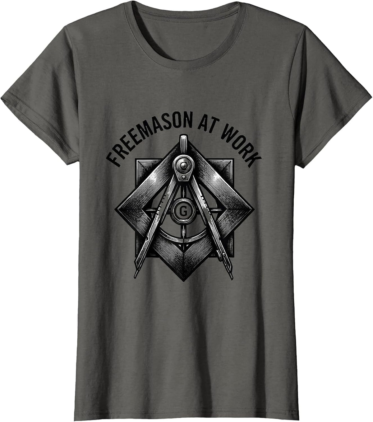 Women's Freemason At Work Square and Compass Masonic Brotherhood T-Shirt - Asphalt Grey