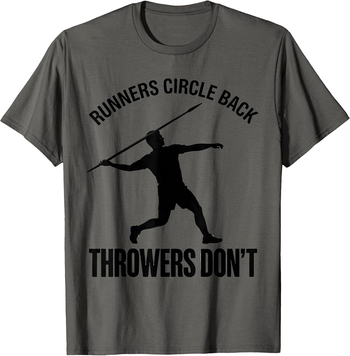 Men's Runners Circle Back Throwers Don't Defiant Track And Field T-Shirt - Asphalt Grey