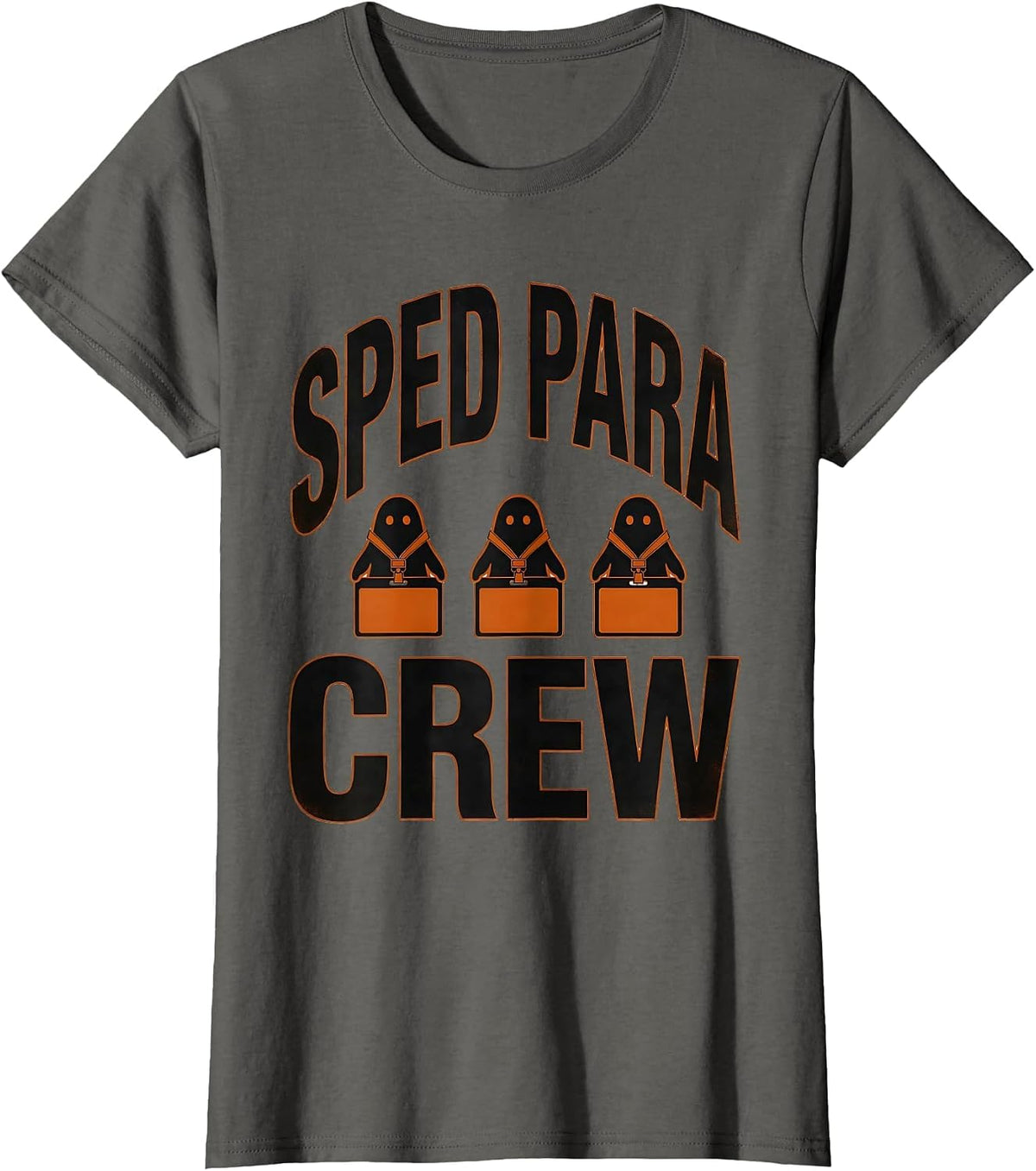 Women's SPED Para Crew Para Normal Activities Ghost Halloween T-Shirt - Asphalt Grey