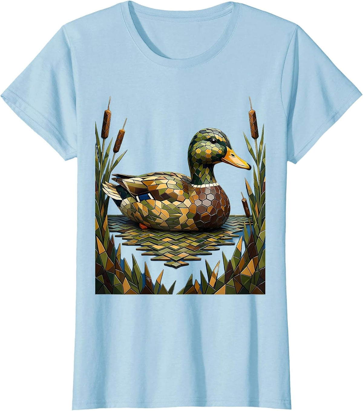 Camo Duck Decoy Floating on Water Graphic T-Shirt - Baby Blue