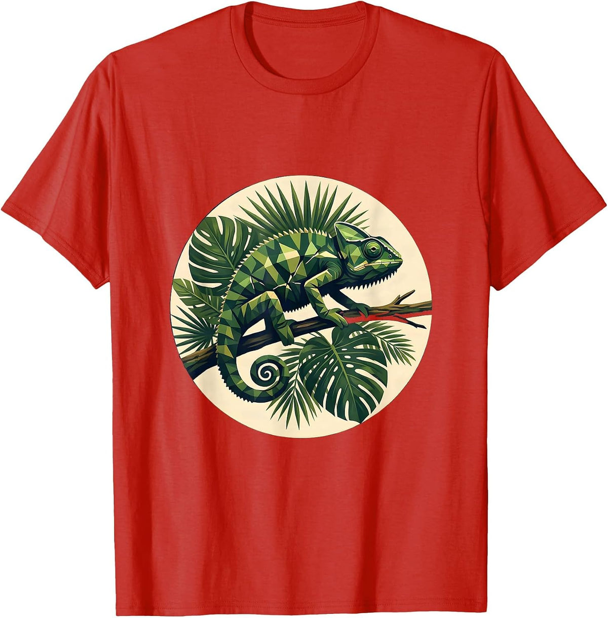 Men's Chameleon Jungle Camo Graphic Design T-Shirt - Red