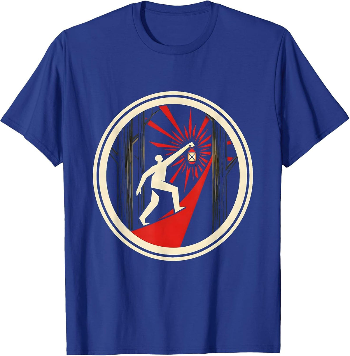 Social Worker Lantern Light in Dark Forest Design T-Shirt - Royal Blue