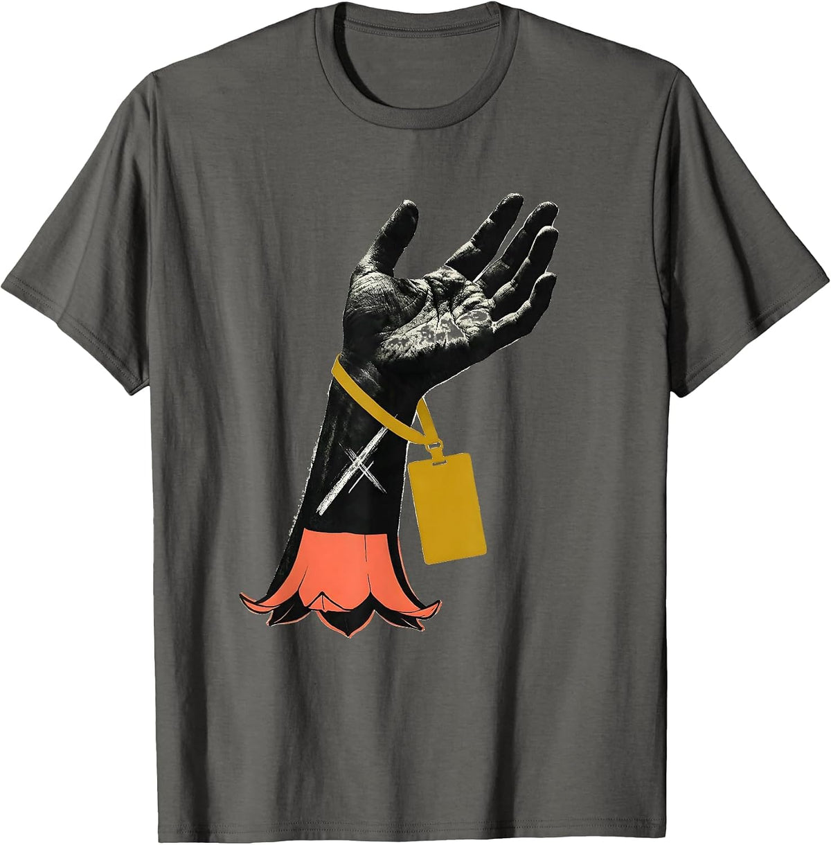 Men's Supportive Forearm Midcentury Modern Social Worker Christmas T-Shirt - Asphalt Grey
