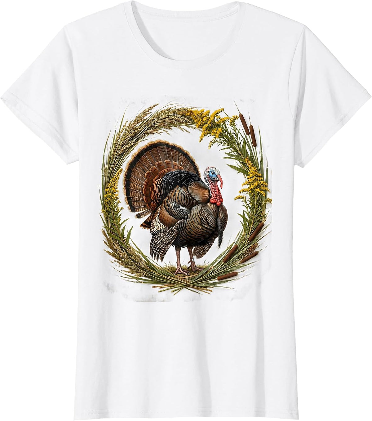 Women's Turkey Strutting Through Misty Morning Field T-Shirt - White