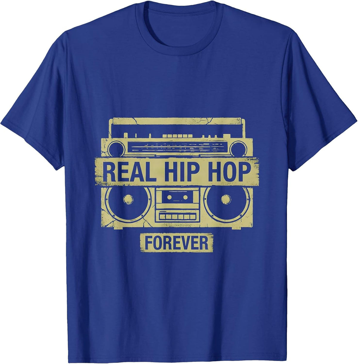 Real Hip Hop Forever Graphic Design T-Shirt - Royal Blue