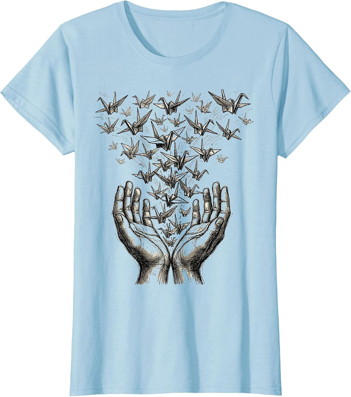 Special Education Teacher Paper Birds Illustration T-Shirt - Baby Blue