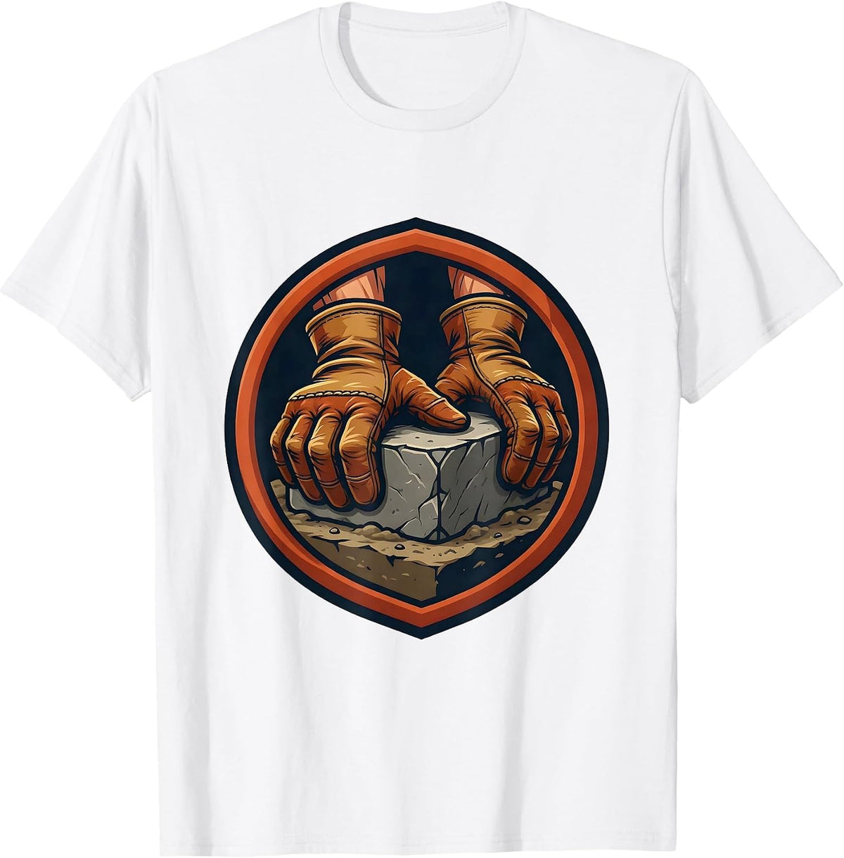 Mason 67 Gloved Hands Laying Stone Graphic T-Shirt, Men, White, XX-Large - As Pictured