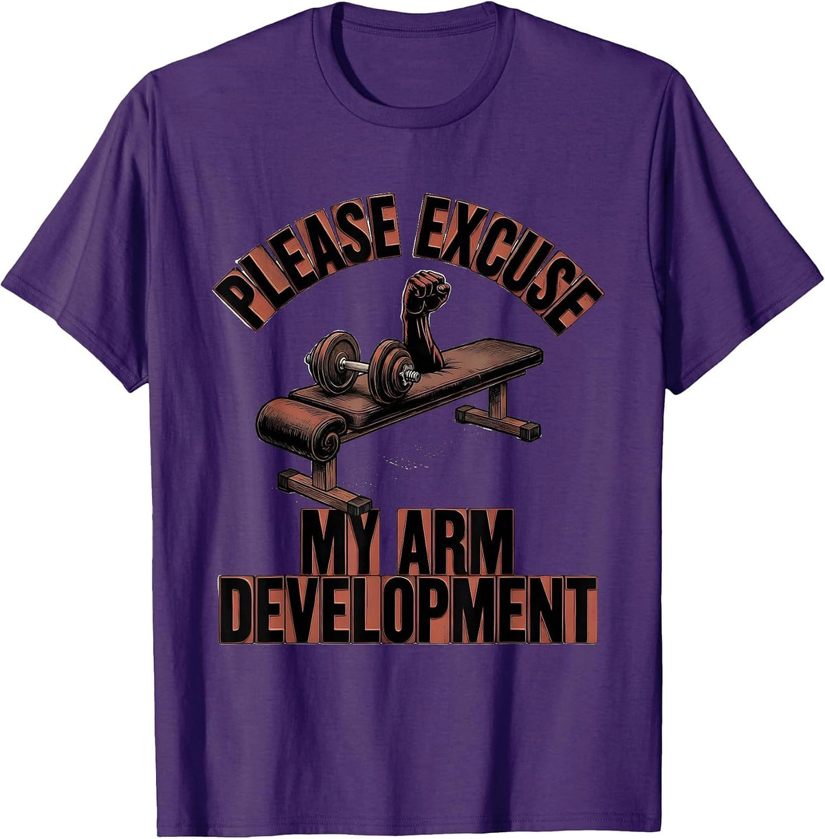 Please Excuse My Arm Development Funny Gym Workout T-Shirt - Purple