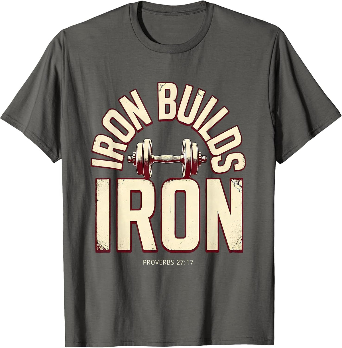 Men's Iron Builds Iron Proverbs 27:17 Christian Men Gym Workout T-Shirt - Asphalt Grey