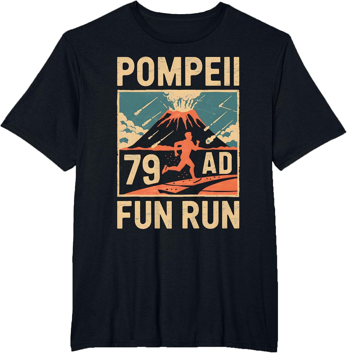 Pompeii Fun Run Geography Volcanologist Volcanology T-Shirt - Black