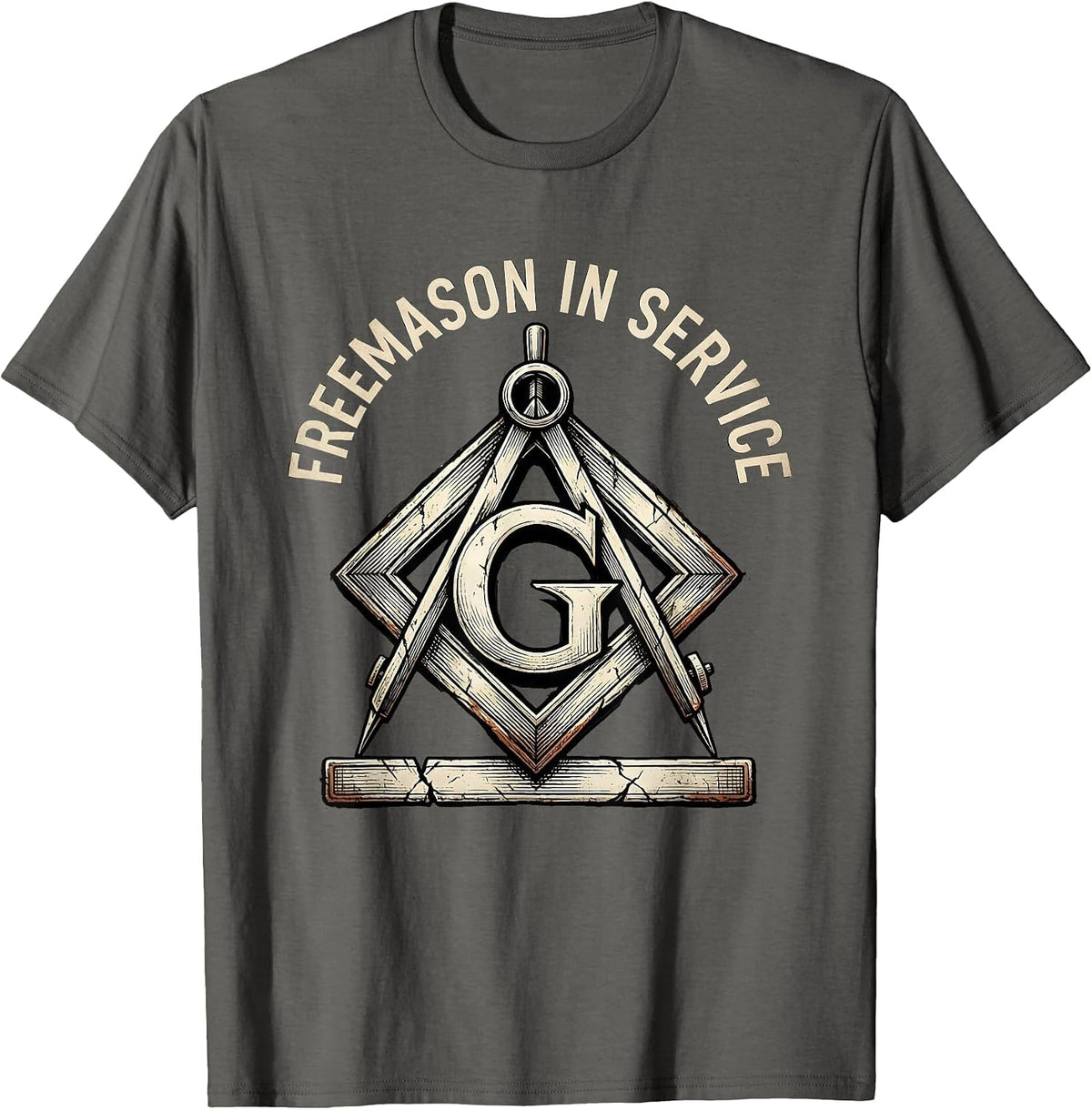 Freemason In Service Distressed Masonic Lodge Gift T-Shirt - Asphalt Grey