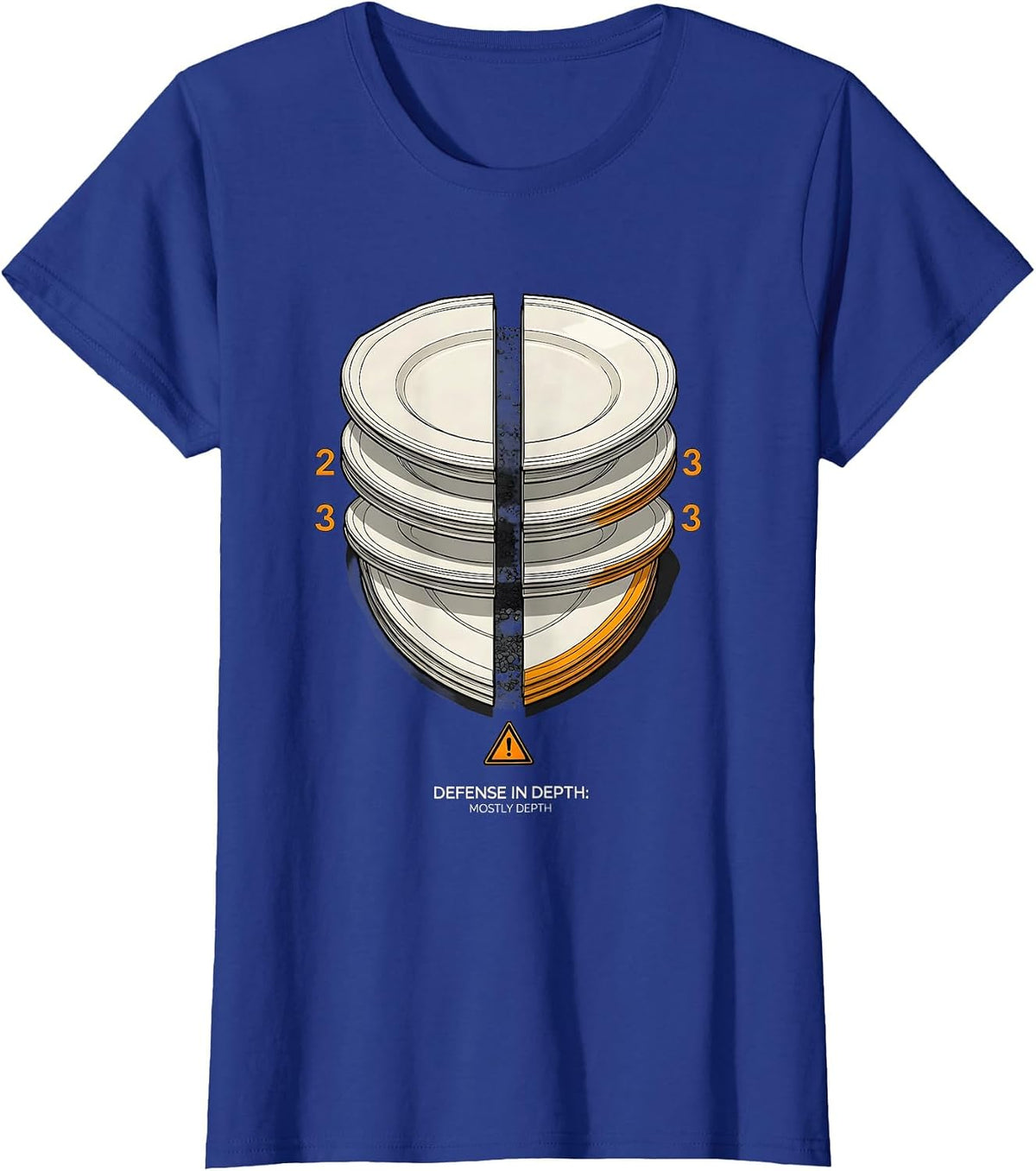 Women's Defense In Depth: Mostly Depth Funny Cybersecurity IT T-Shirt - Royal Blue