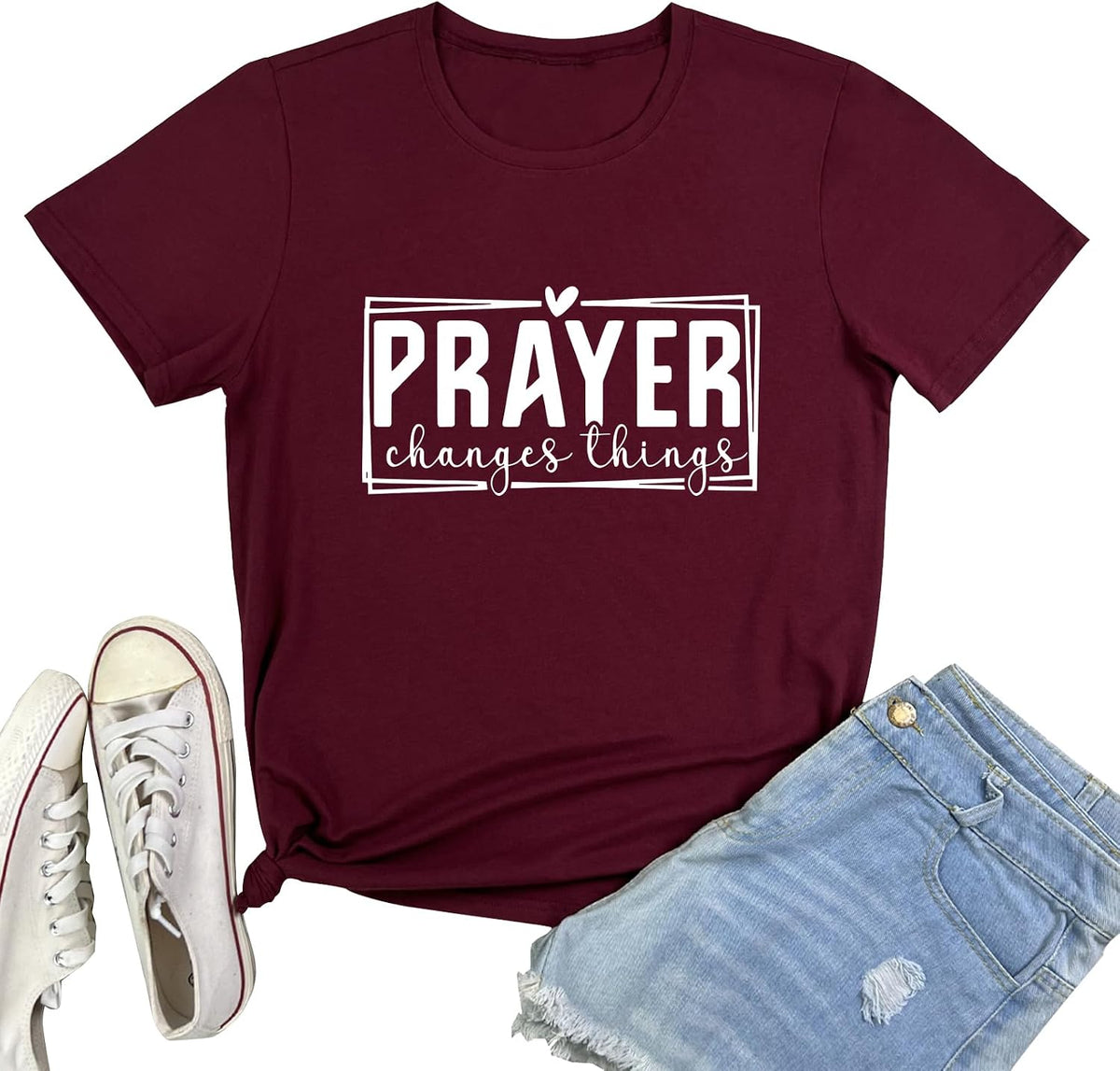 BLACKMYTH Graphic T-Shirts for Women Faith Shirts for Women - Wine Red 02