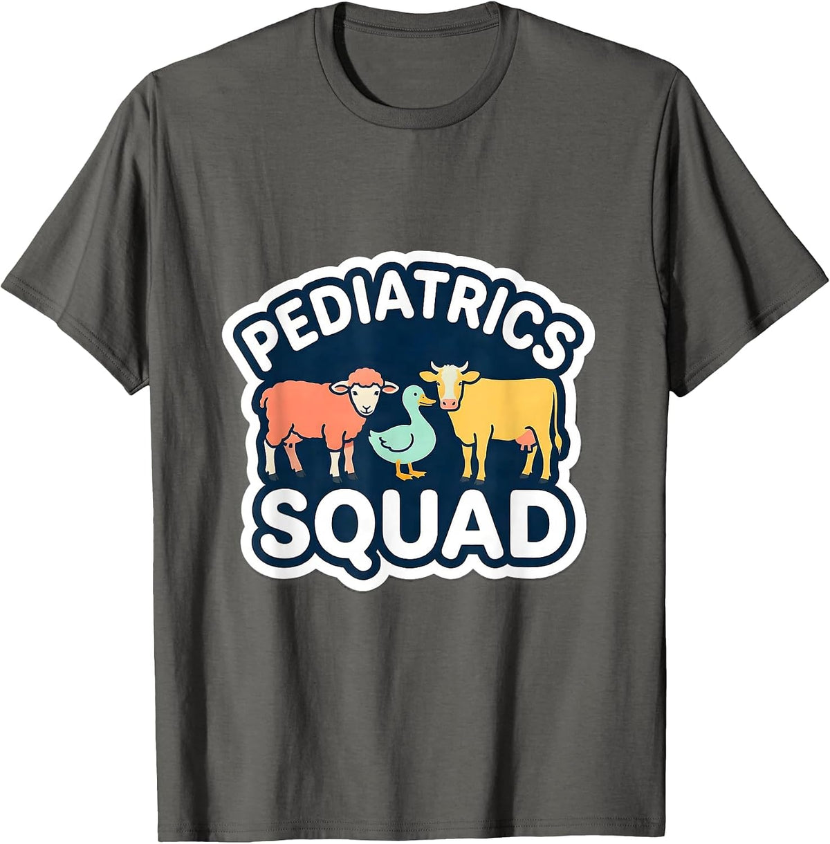Men's Pediatrics Squad Cute Animal Pediatric Nurse NICU PICU T-Shirt - Asphalt Grey