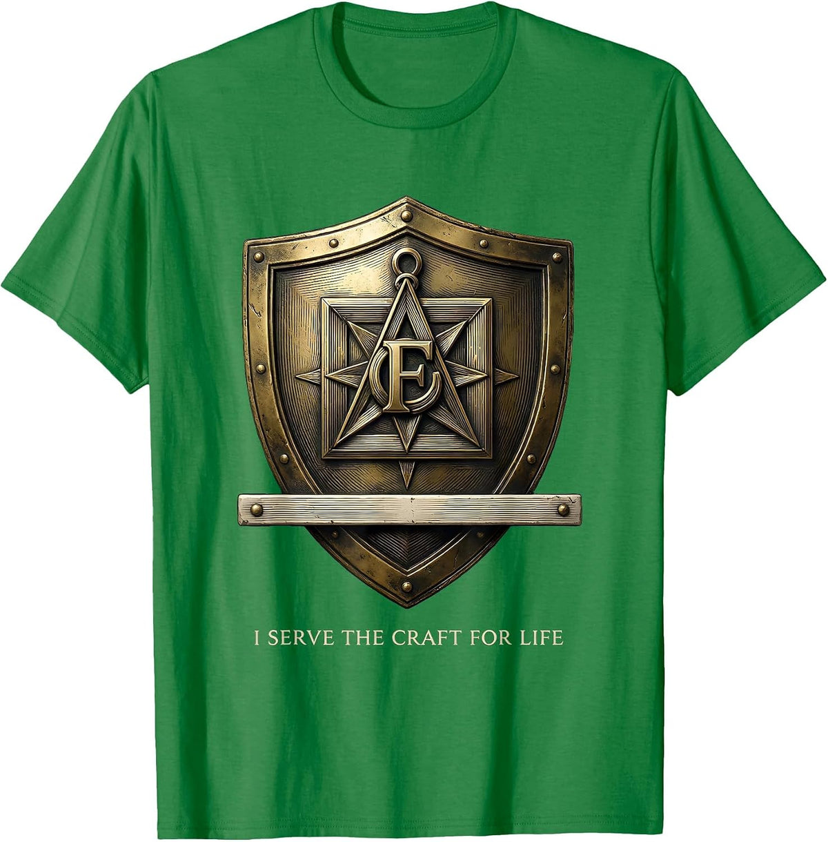 Men's I Serve The Craft For Life Freemason Fraternal Square T-Shirt - Kelly Green