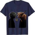 Same Hair, Same Mood, Same Cow Funny Highland Cow Coffee T-Shirt - Navy Blue