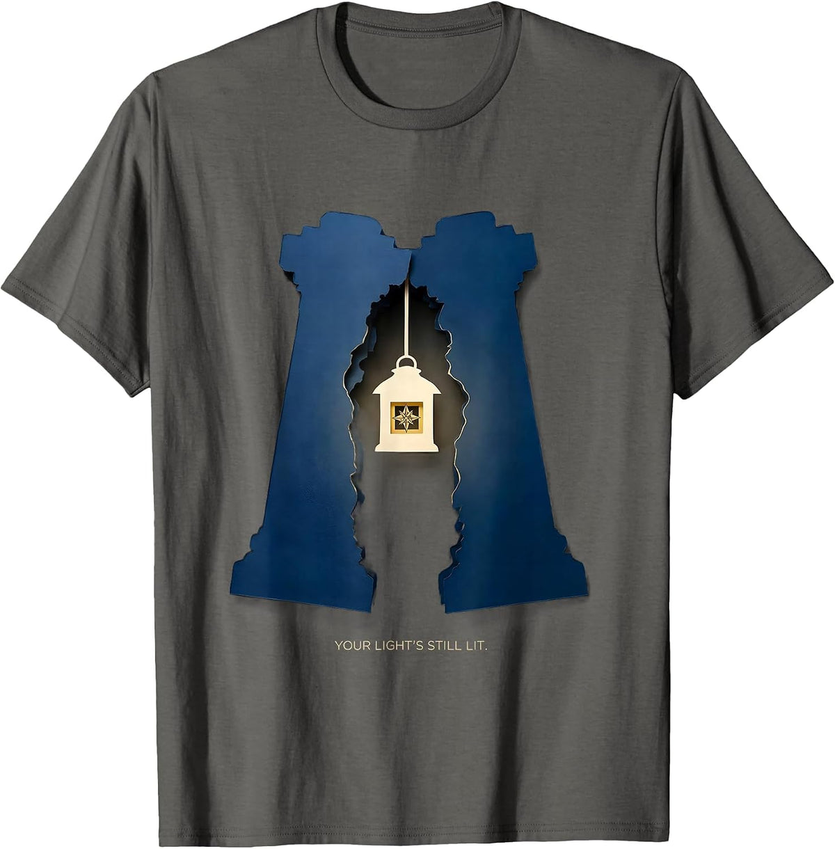 Men's Your Light's Still Lit Masonic Square Compass Freemason T-Shirt - Asphalt Grey