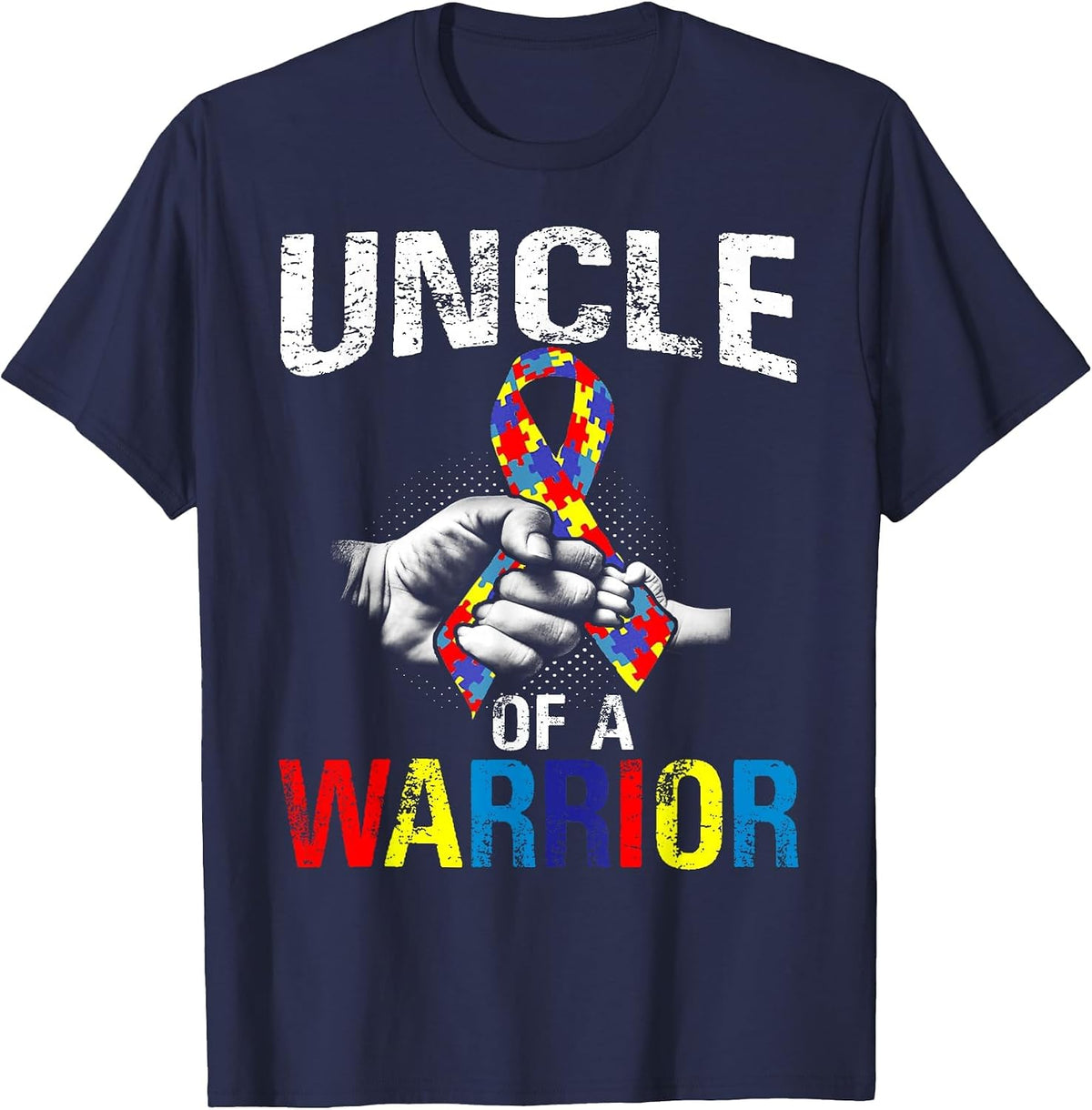 Uncle of A Warrior Autism Awareness T-Shirt - Navy Blue
