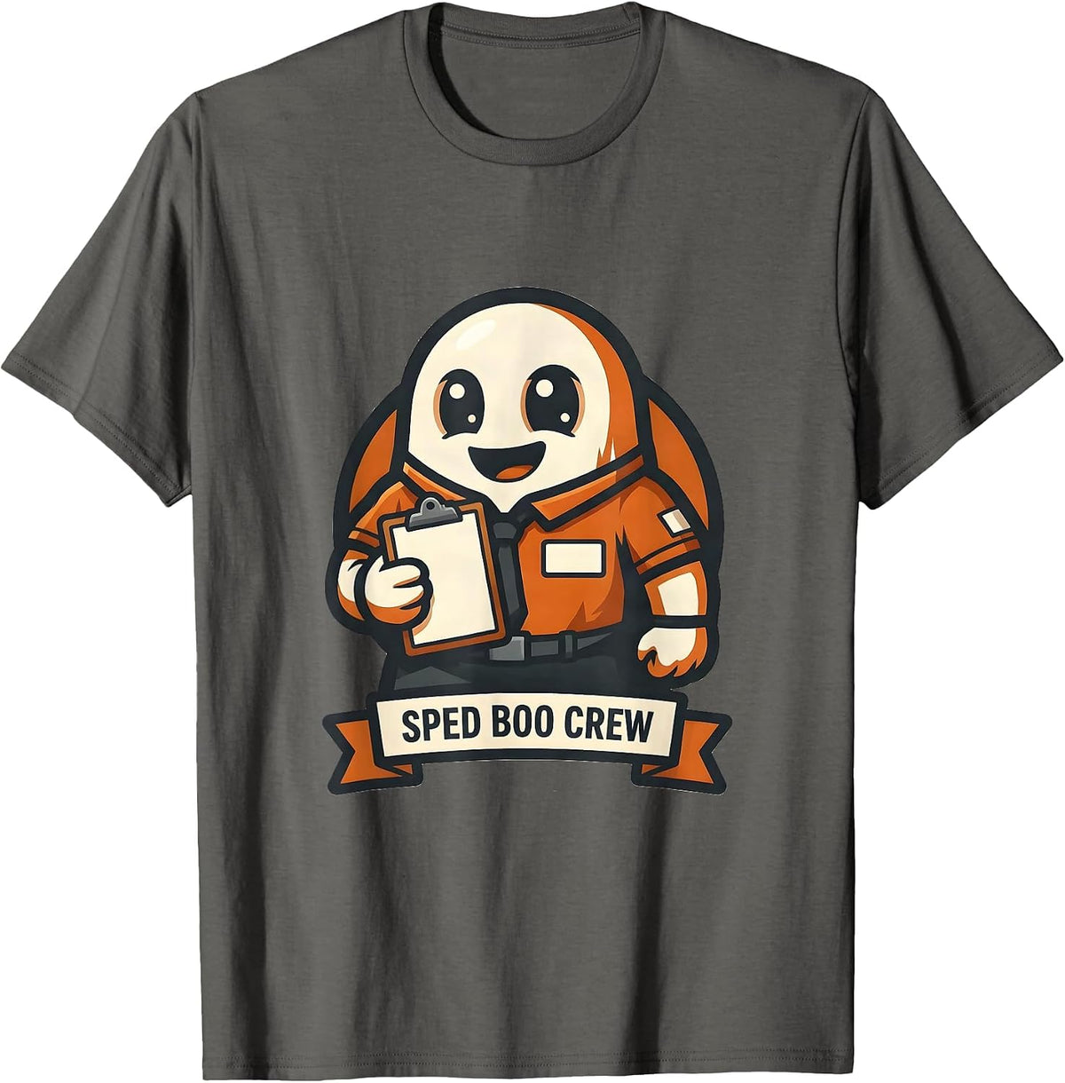 SPED Boo Crew Para Normal Activities Paraprofessional Ghost T-Shirt - Asphalt Grey
