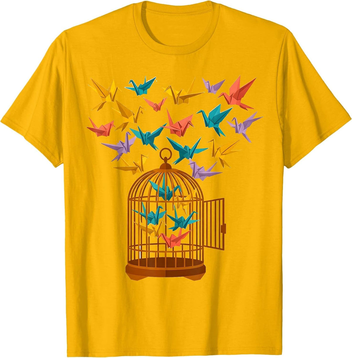 Special Education Teacher Open Birdcage Art T-Shirt - Golden Yellow