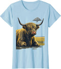 Women's Highland Cow Cute Character Whimsical Humor T-Shirt - Baby Blue