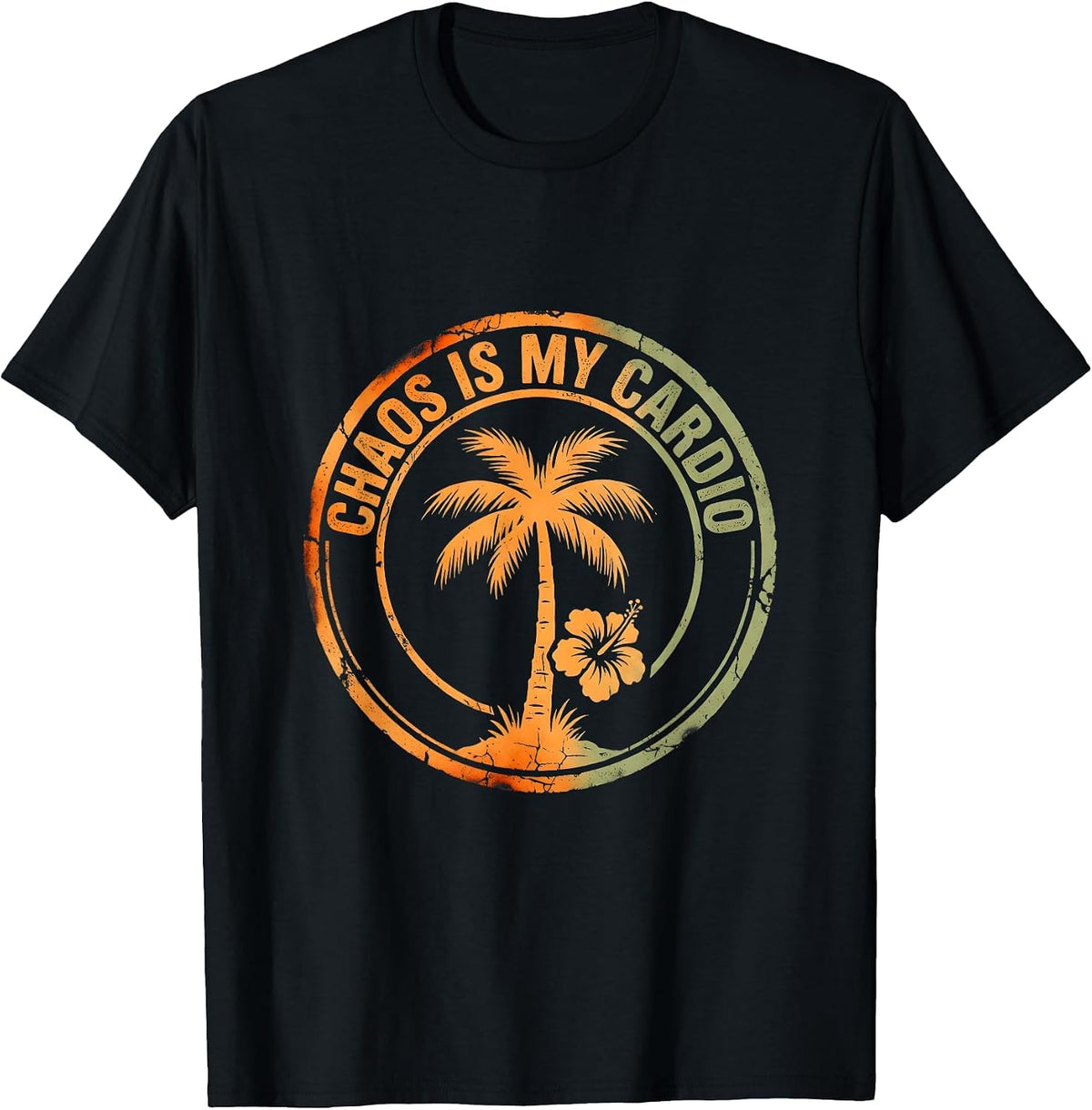 Men's Chaos Is My Cardio Chaos Coordinator Design T-Shirt - Black