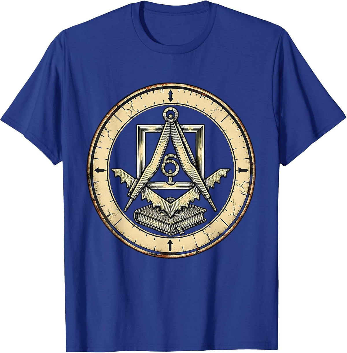 Men's Sealed Masonic Badge Distressed Freemason Fraternal Pride T-Shirt - Royal Blue