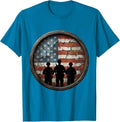 Weathered American Flag Rustic Barn Wall Design T-Shirt - Sapphire Blue