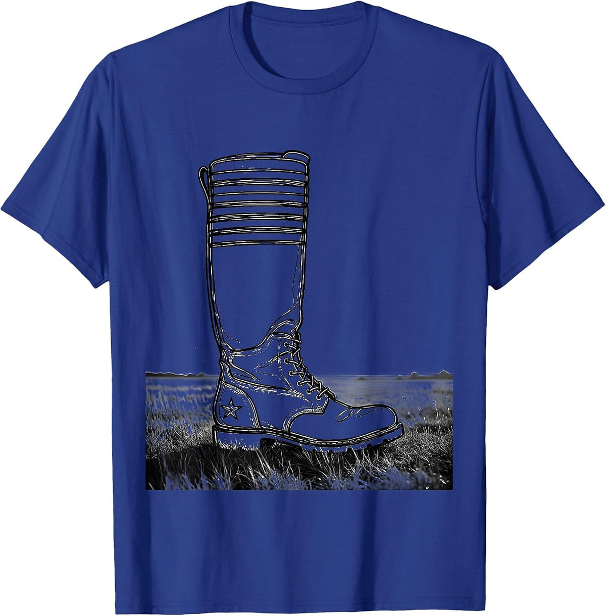 Work Boot Patriotic Labor Day Americana Tribute T-Shirt - Royal Blue