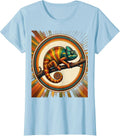 Women's Rainbow Chameleon Pride Colorful Reptile Art T-Shirt - Baby Blue