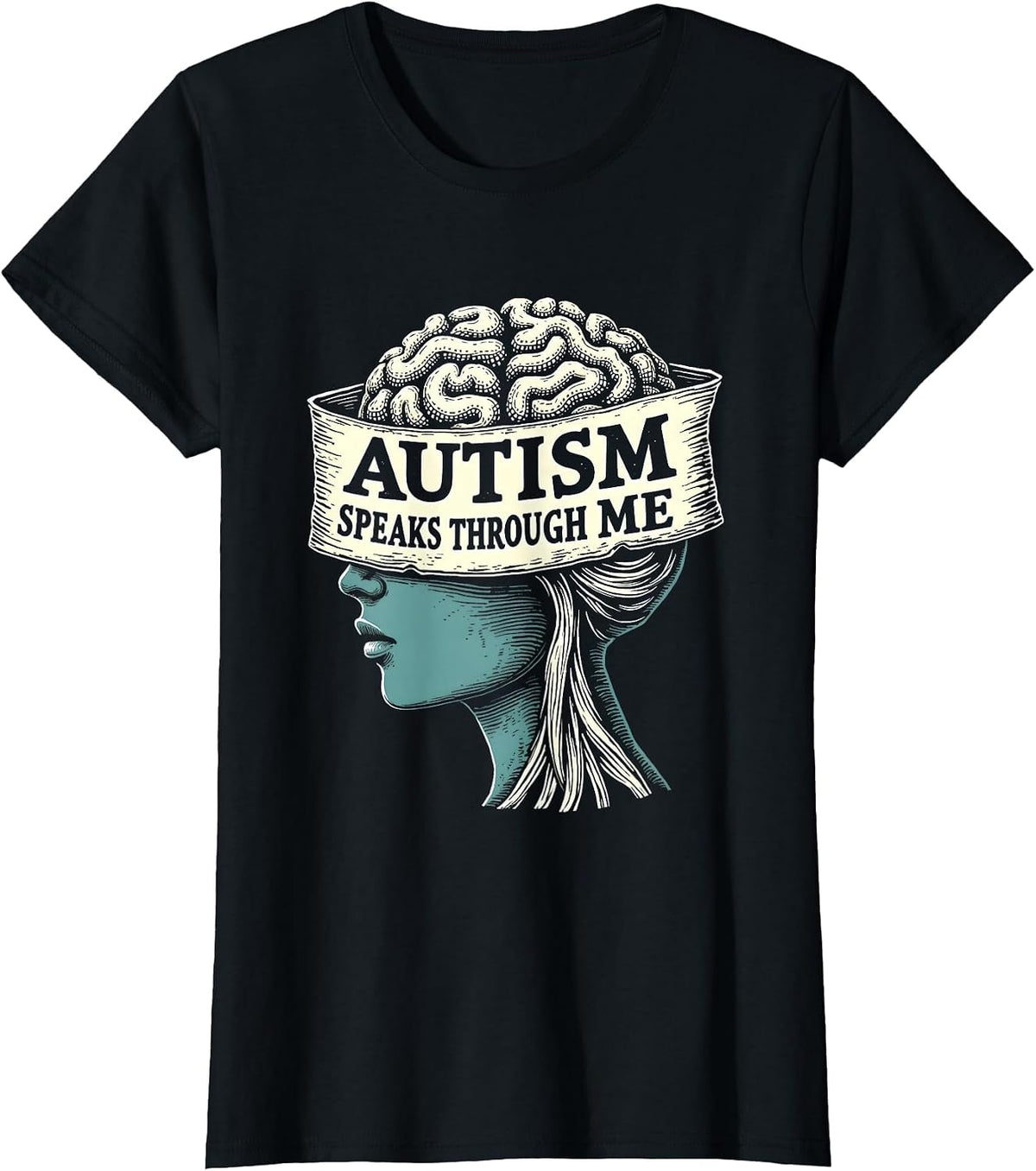 Autism Speaks Through Me Awareness Design T-Shirt - Black