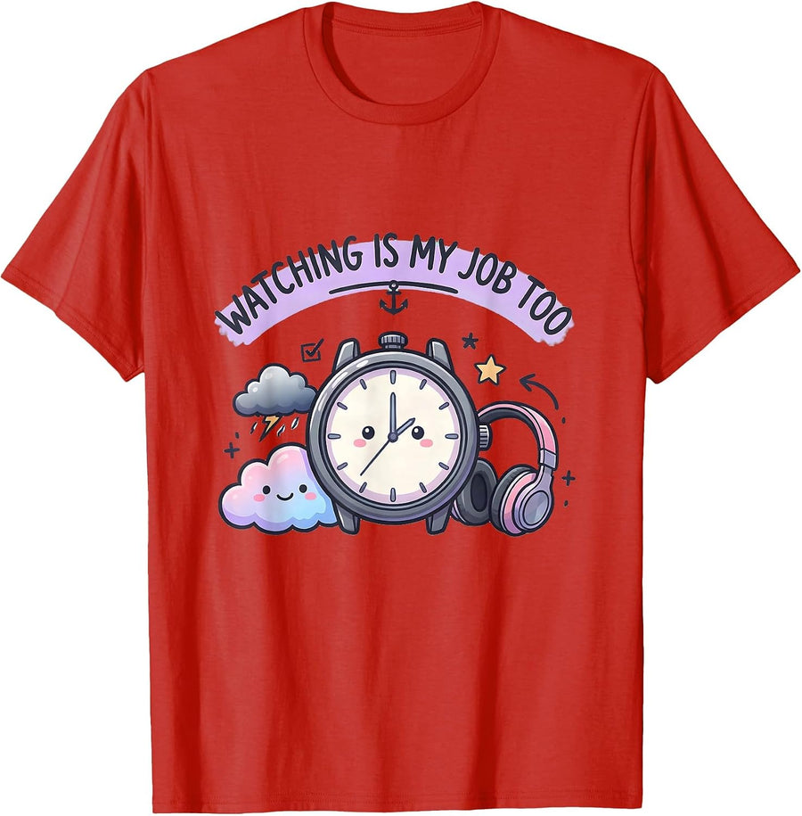 Men's Watching Is My Job Too Funny Paraprofessional Paraeducator T-Shirt - Red