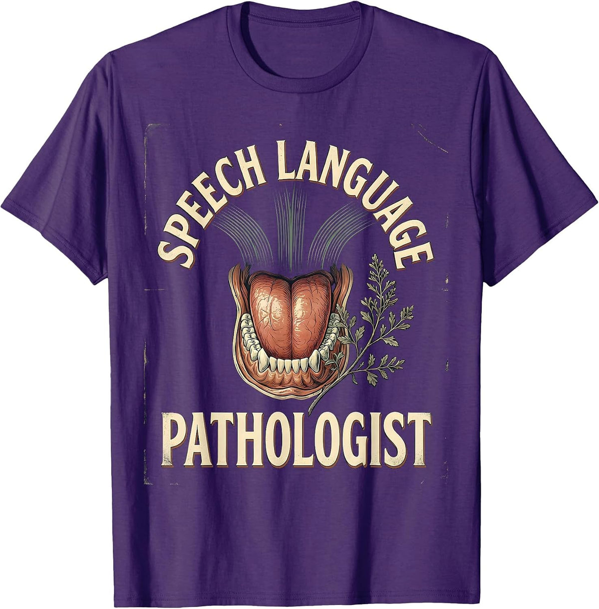 Men's Speech Language Pathologist Vintage Retro Floral SLP T-Shirt - Purple