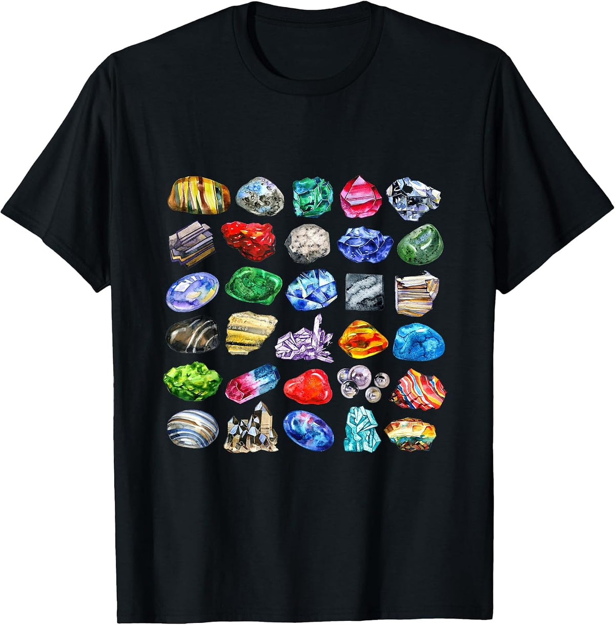 Minerals Gems and Crystals Rock Collecting T-Shirt - Black